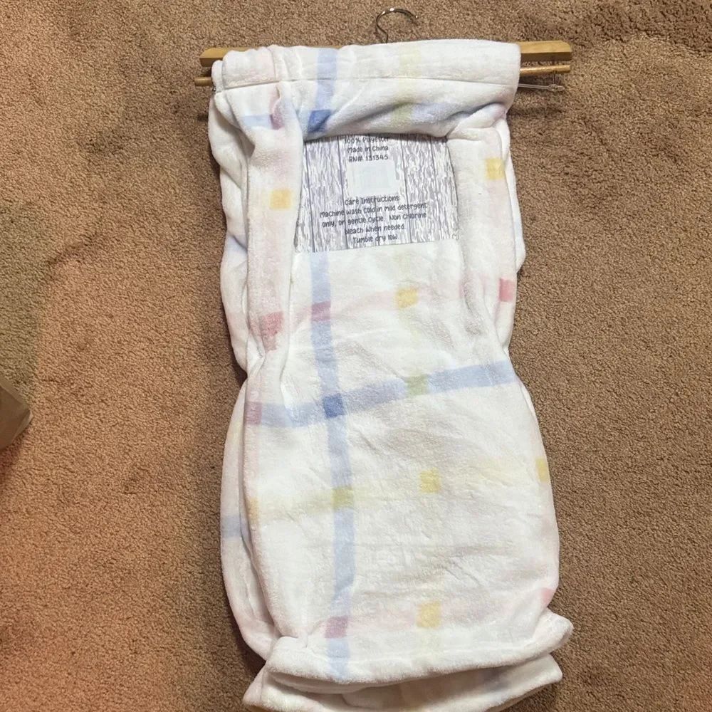 Soft White with Pastel Plaid Print throw